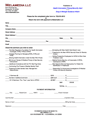 Health Information Privacy/Security Seminar Order Form