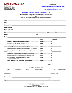 Health Information Privacy Order Form