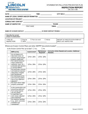 Stormwater Pollution Prevention Plan Inspection Report