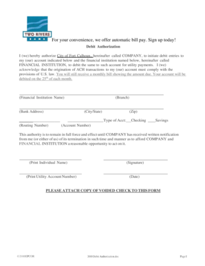 Debit Authorization Form