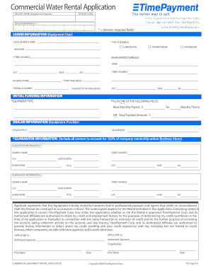 Commercial Equipment Rental Application