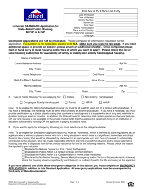 Massachusetts Public Housing Application Form