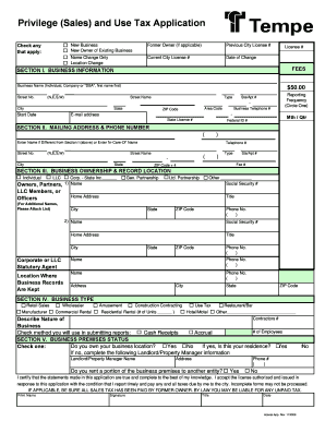 Tempe Privilege and Use Tax Application