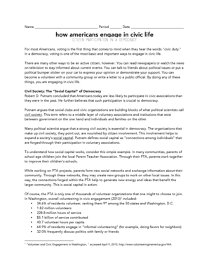 How Americans Engage in Civic Life Worksheet