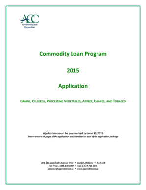Commodity Loan Program Application