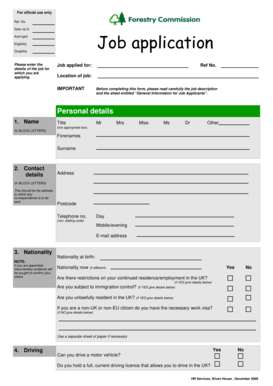 UK Job Application Form