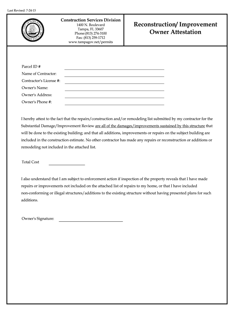 reconstruction improvement owner form Preview on Page 1