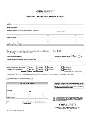 Janitorial Services Bond Application