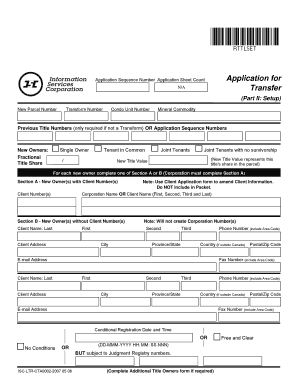 Application for Transfer of Land Title