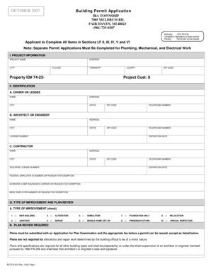 Michigan Building Permit Application