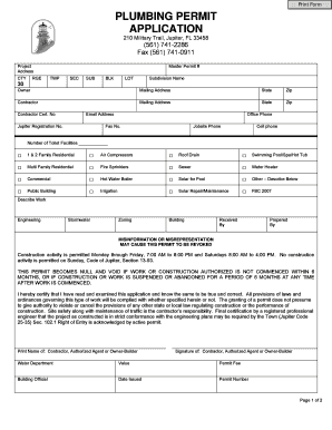 Plumbing Permit Application