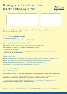 Housing Benefit and Council Tax Benefit Starting-Work Form