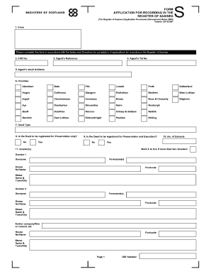 Application for Recording in the Register of Sasines