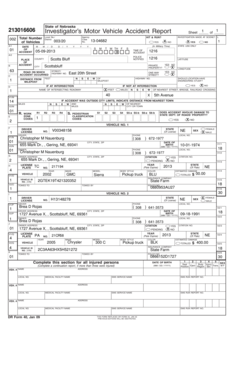 Nebraska Motor Vehicle Accident Report