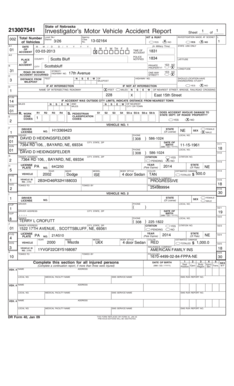 Nebraska Motor Vehicle Accident Report