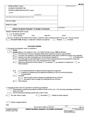 California Media Coverage Request Form