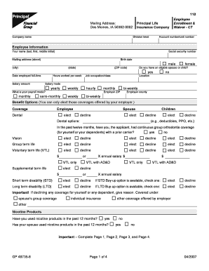 Principal Life Insurance Enrollment Form