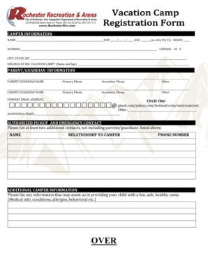 Camper Information and Liability Form