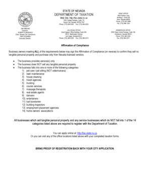 Nevada Affirmation of Compliance