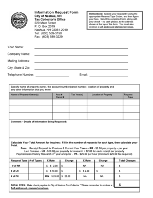 City of Nashua Information Request Form