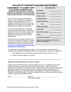 Florida Elevation Certificate Agreement