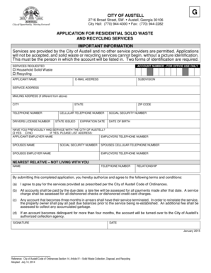 Austell Residential Solid Waste and Recycling Application