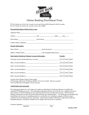 Online Banking Enrollment Form