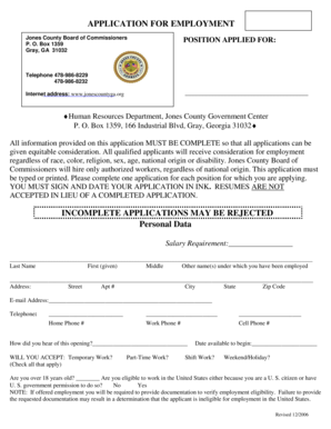Georgia Employment Application Form
