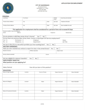 New Jersey Employment Application Form