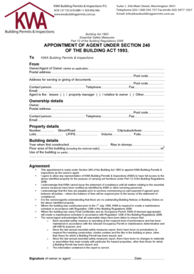 Agent Appointment Form for Building Permits
