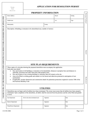 Pennsylvania Demolition Permit Application