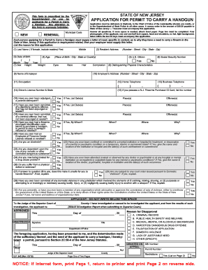 New Jersey Permit to Carry a Handgun Application