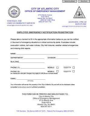 Employee Emergency Notification Registration