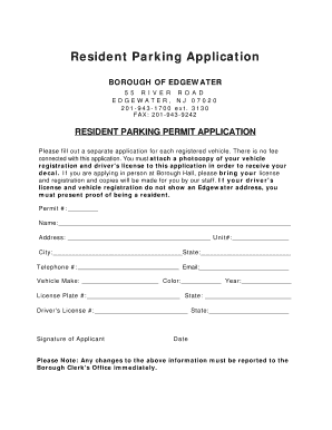 Resident Parking Permit Application