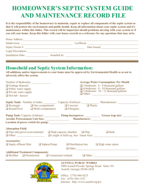 Septic System Maintenance Record Form