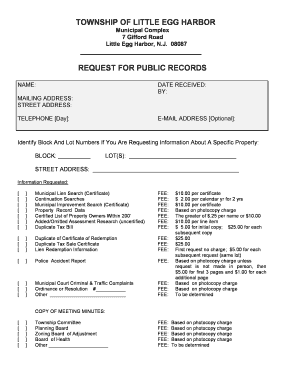 New Jersey Public Records Request Form