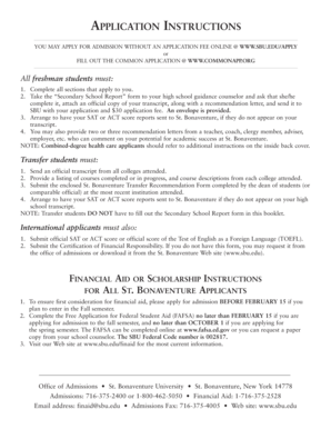 St. Bonaventure University Application Form