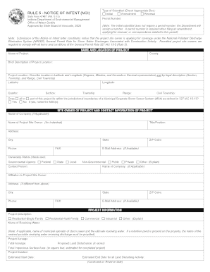 Indiana Notice of Intent for NPDES Permit