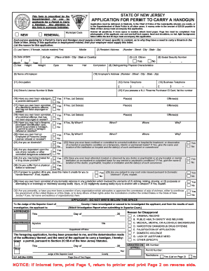 New Jersey Permit to Carry a Handgun Application