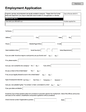 Employment Application Form