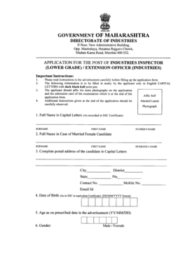 Government of Maharashtra Industries Inspector Application