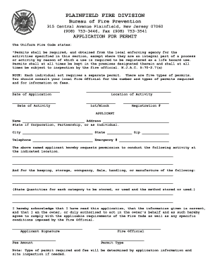 New Jersey Fire Activity Permit Application