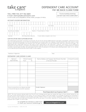 Dependent Care Account Pay Me Back Claim Form