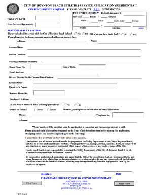 City of Boynton Beach Residential Utility Service Application