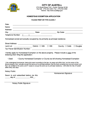 Georgia Homestead Exemption Application