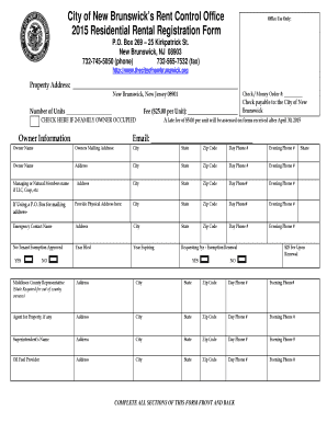 2015 Residential Rental Registration Form