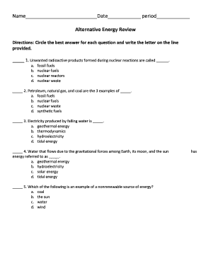 Alternative Energy Review Test