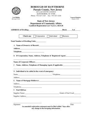 New Jersey Landlord Registration Form
