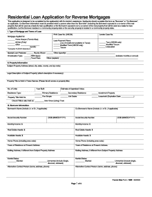Residential Loan Application for Reverse Mortgages