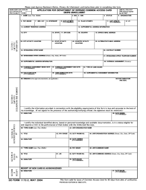 Department of Defense Common Access Card Application